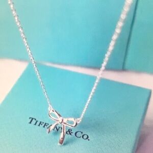 Tiffany & Co Silver Bow Pendant Necklace